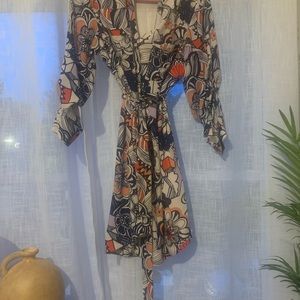 Express button down flower dress with belt